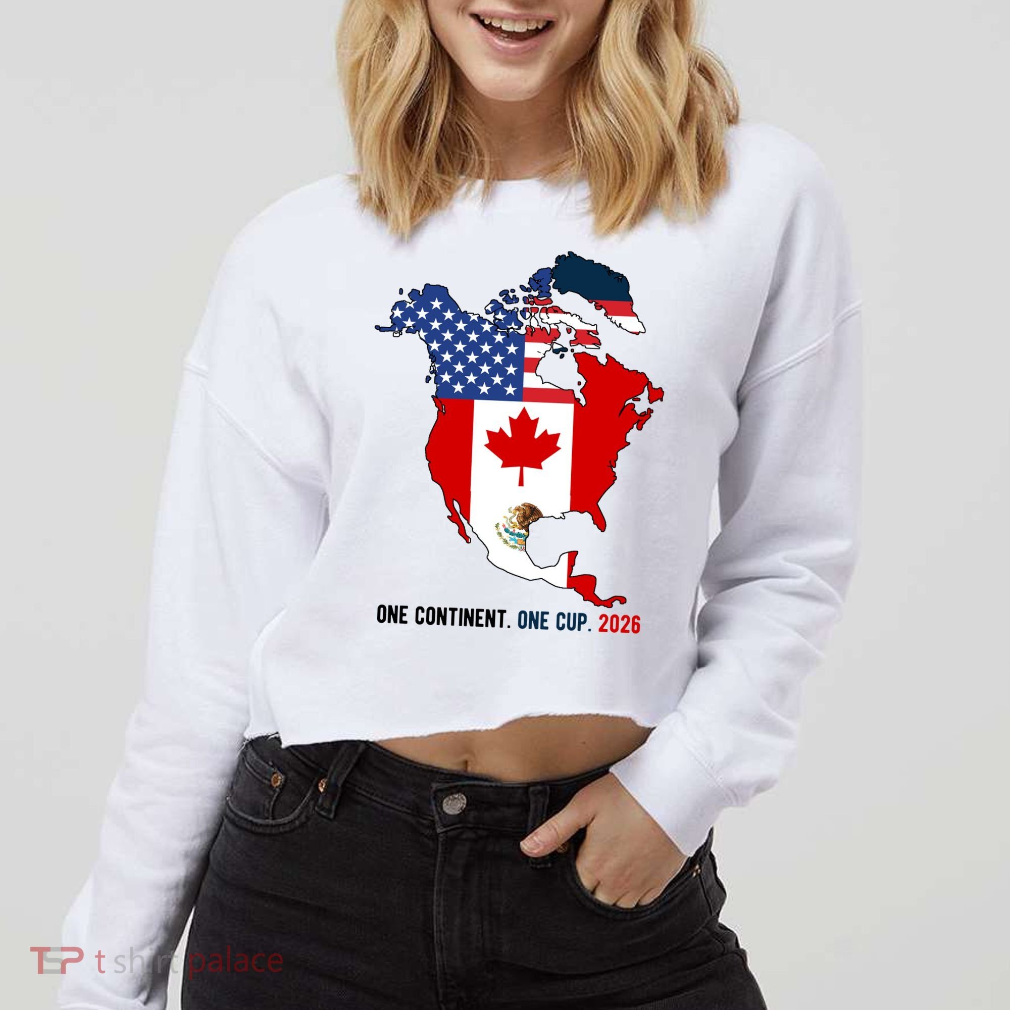 One Continent One Cup 2026 Soccer USA Canada Mexico Cropped Pullover Crew