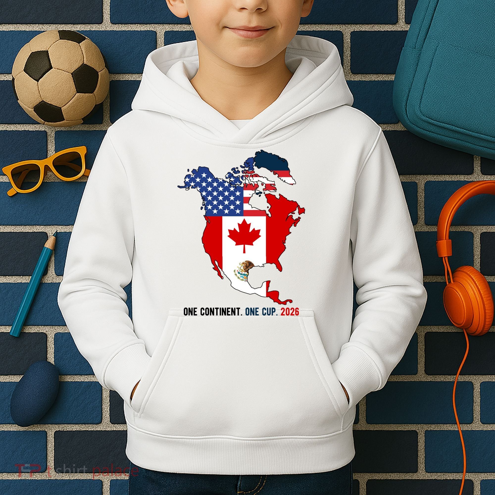 One Continent One Cup 2026 Soccer USA Canada Mexico Kids Hoodie