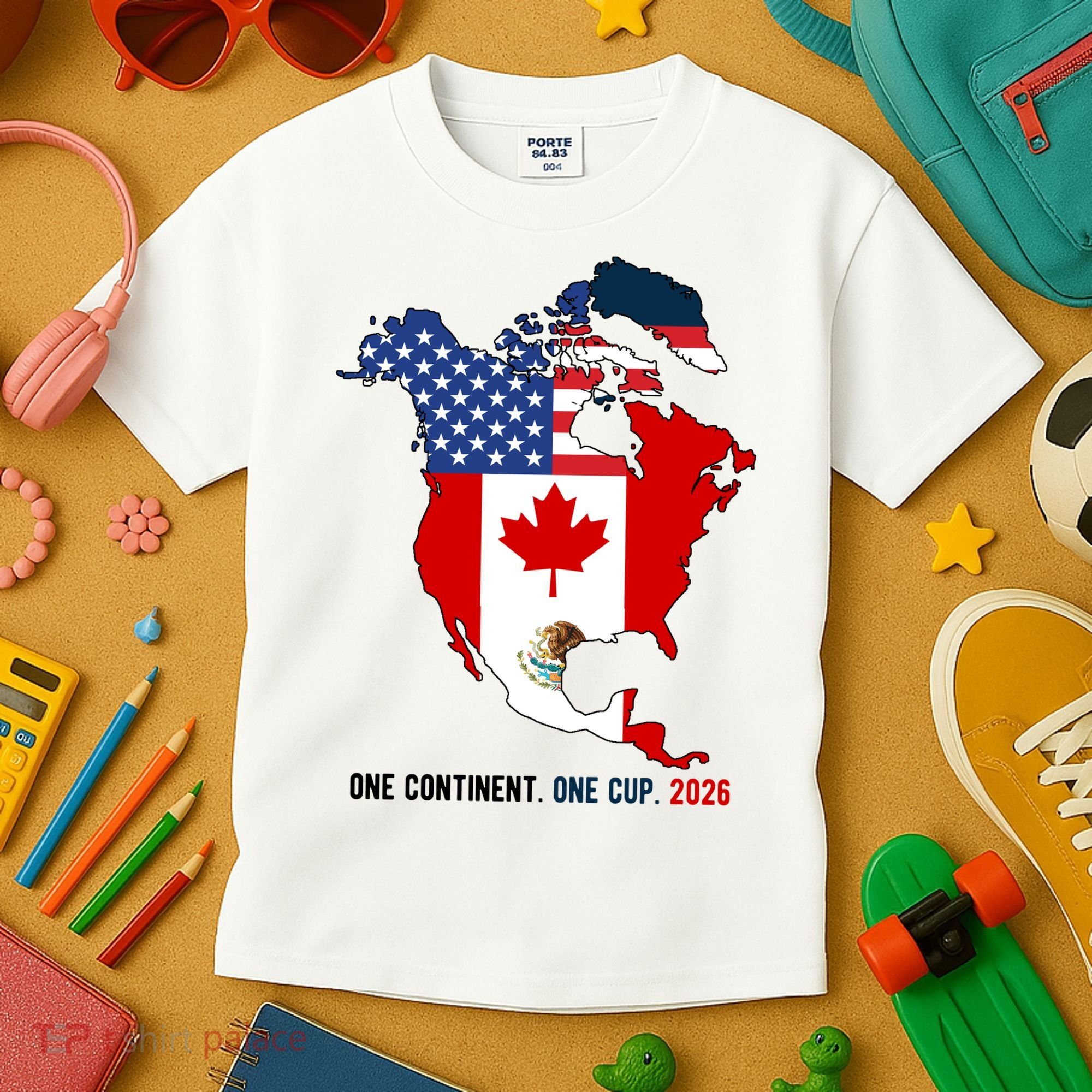 One Continent One Cup 2026 Soccer USA Canada Mexico Kids T-Shirt