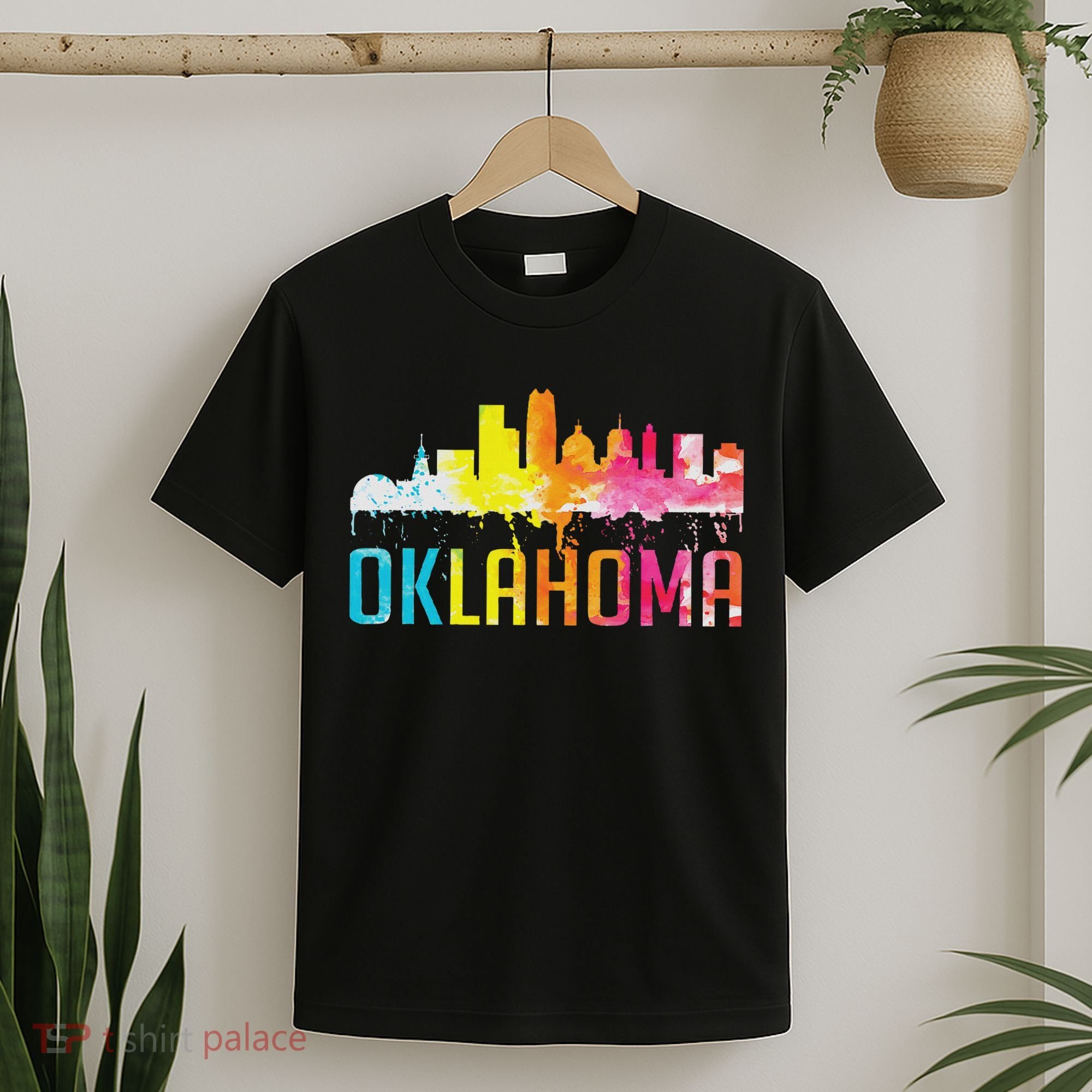Oklahoma City Ok Retro Watercolor Skyline Art Souvenir Gift T-Shirt