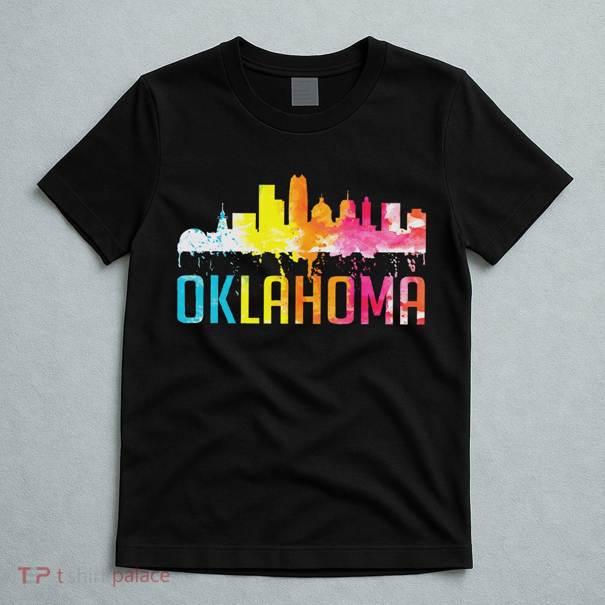Oklahoma City Ok Retro Watercolor Skyline Art Souvenir Gift T-Shirt