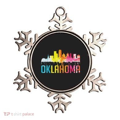 Oklahoma City Ok Retro Watercolor Skyline Art Souvenir Gift Ornament