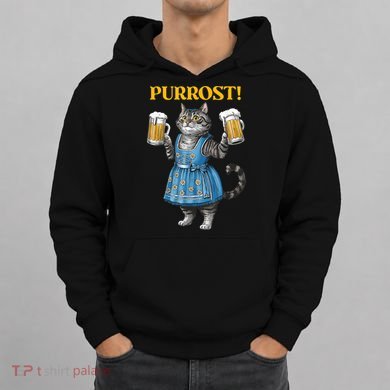 Oktoberfest Cheers Prost German Cat Drinking Beer Purrost Hoodie