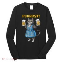 Oktoberfest Cheers Prost German Cat Drinking Beer Purrost Long Sleeve Shirt thumb 0