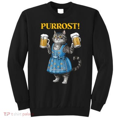 Oktoberfest Cheers Prost German Cat Drinking Beer Purrost Sweatshirt