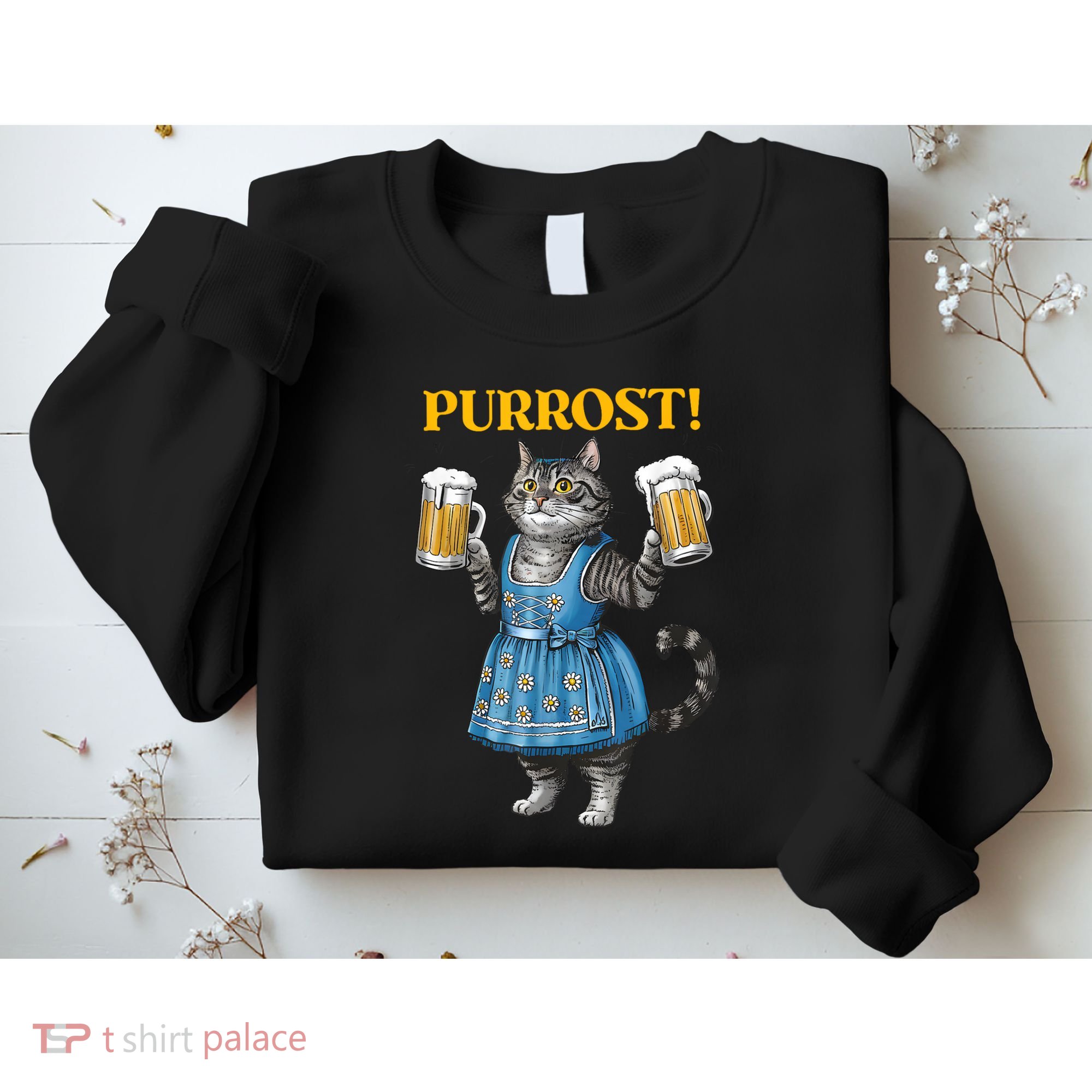 Oktoberfest Cheers Prost German Cat Drinking Beer Purrost Sweatshirt