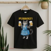 Oktoberfest Cheers Prost German Cat Drinking Beer Purrost T-Shirt thumb 2