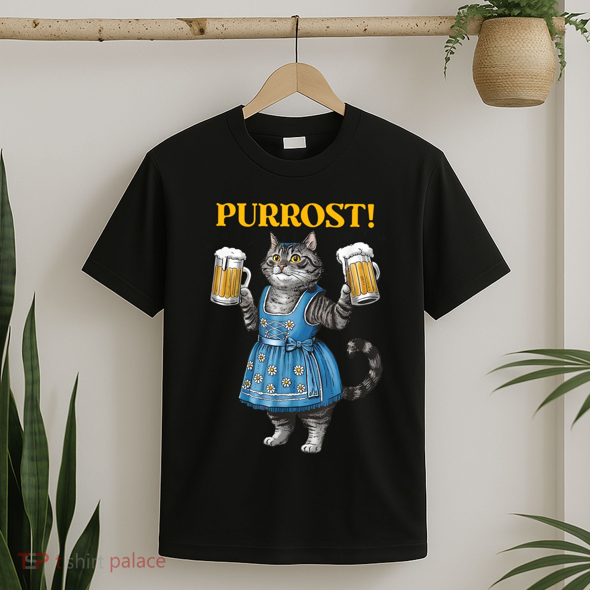 Oktoberfest Cheers Prost German Cat Drinking Beer Purrost T-Shirt