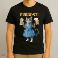Oktoberfest Cheers Prost German Cat Drinking Beer Purrost T-Shirt thumb 3