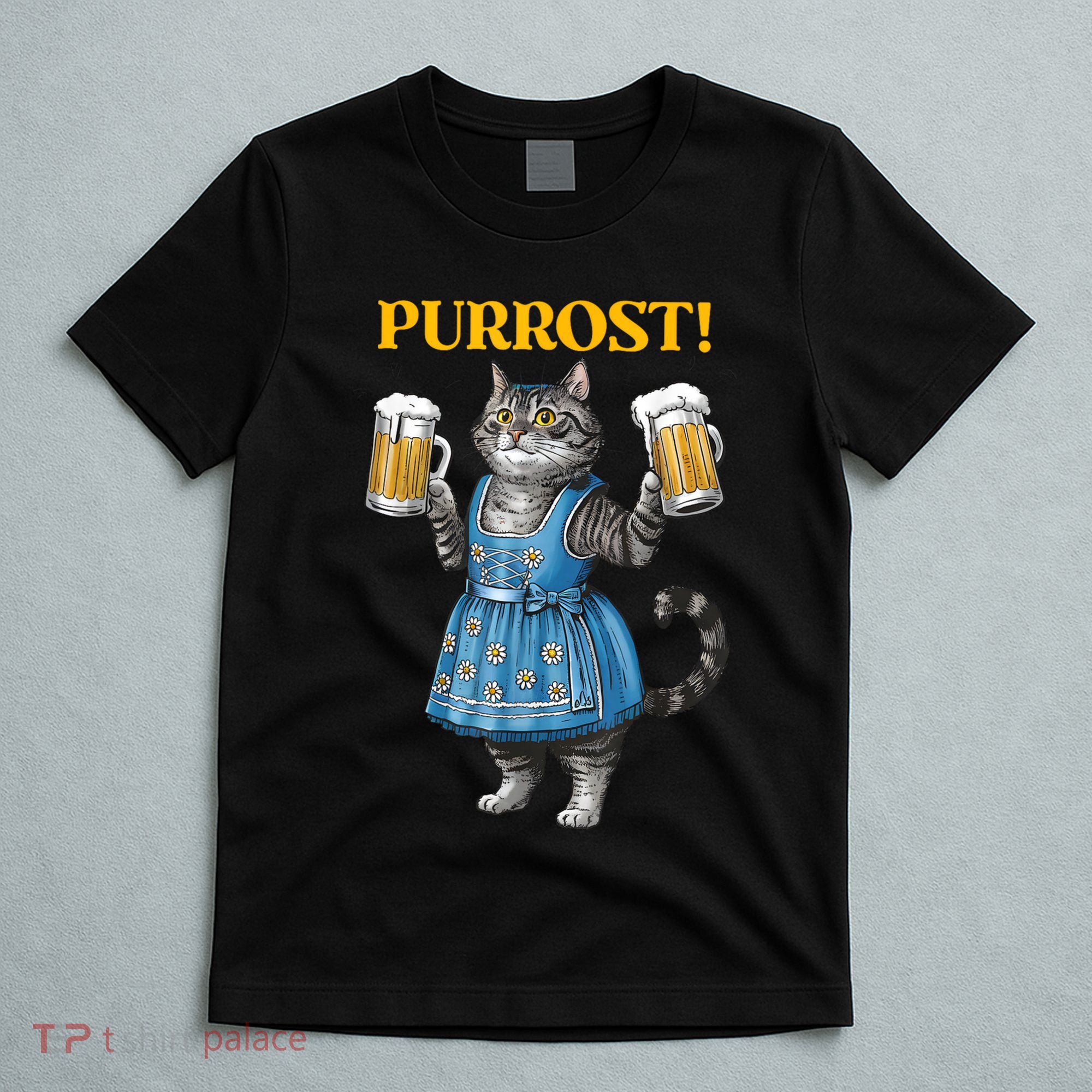 Oktoberfest Cheers Prost German Cat Drinking Beer Purrost T-Shirt