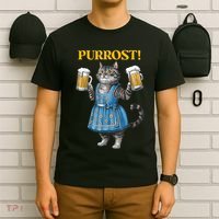 Oktoberfest Cheers Prost German Cat Drinking Beer Purrost T-Shirt thumb 6