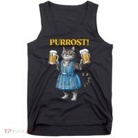 Oktoberfest Cheers Prost German Cat Drinking Beer Purrost Tank Top thumb 0