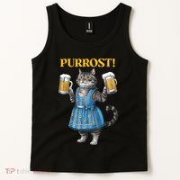 Oktoberfest Cheers Prost German Cat Drinking Beer Purrost Tank Top thumb 2