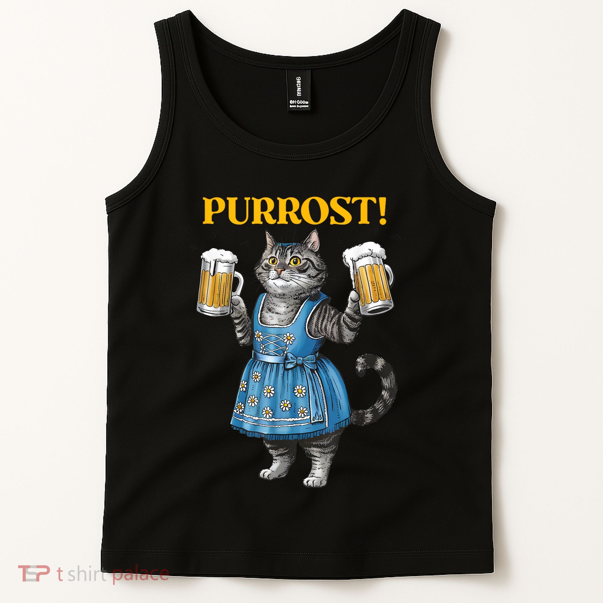Oktoberfest Cheers Prost German Cat Drinking Beer Purrost Tank Top
