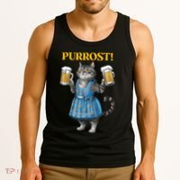 Oktoberfest Cheers Prost German Cat Drinking Beer Purrost Tank Top thumb 3