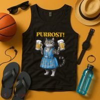 Oktoberfest Cheers Prost German Cat Drinking Beer Purrost Tank Top thumb 4