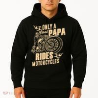 Only Cool Papa Rides Motorcycles Funny Fathers Day Hoodie thumb 2