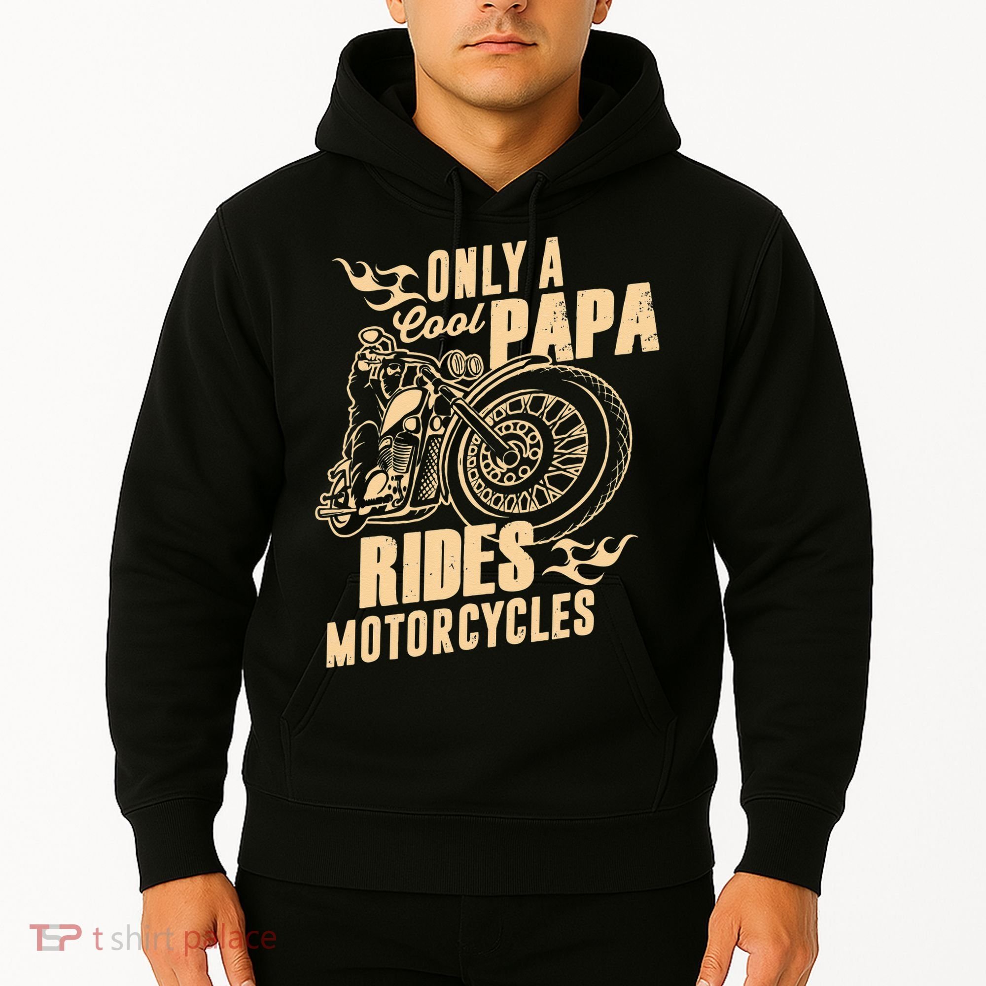 Only Cool Papa Rides Motorcycles Funny Fathers Day Hoodie