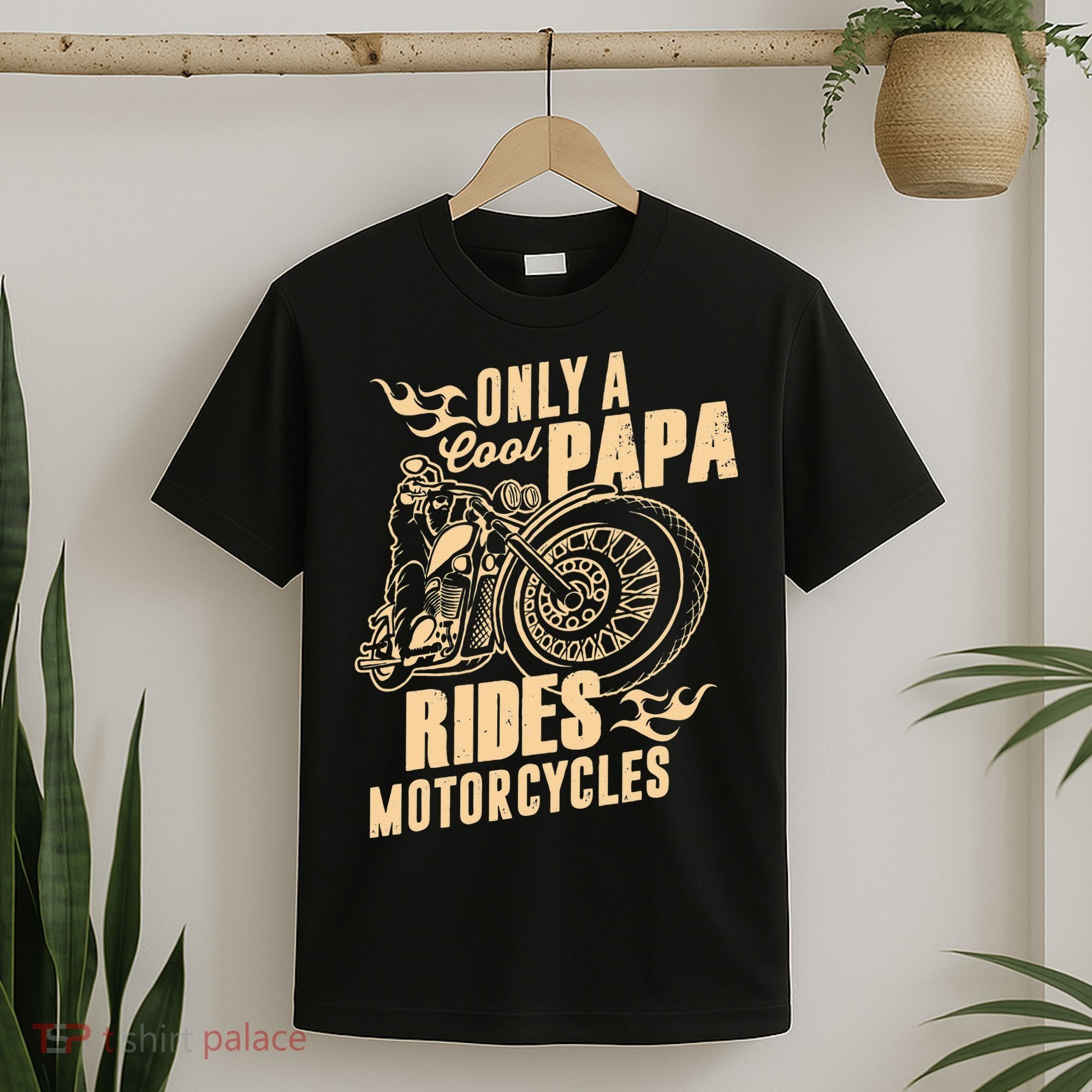 Only Cool Papa Rides Motorcycles Funny Fathers Day T-Shirt