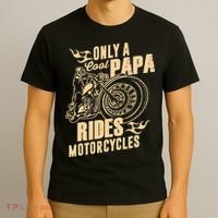 Only Cool Papa Rides Motorcycles Funny Fathers Day T-Shirt thumb 3