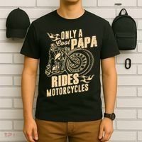 Only Cool Papa Rides Motorcycles Funny Fathers Day T-Shirt thumb 6