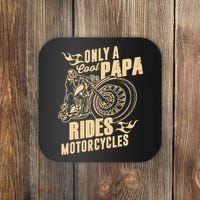 Only Cool Papa Rides Motorcycles Funny Fathers Day Coaster thumb 0