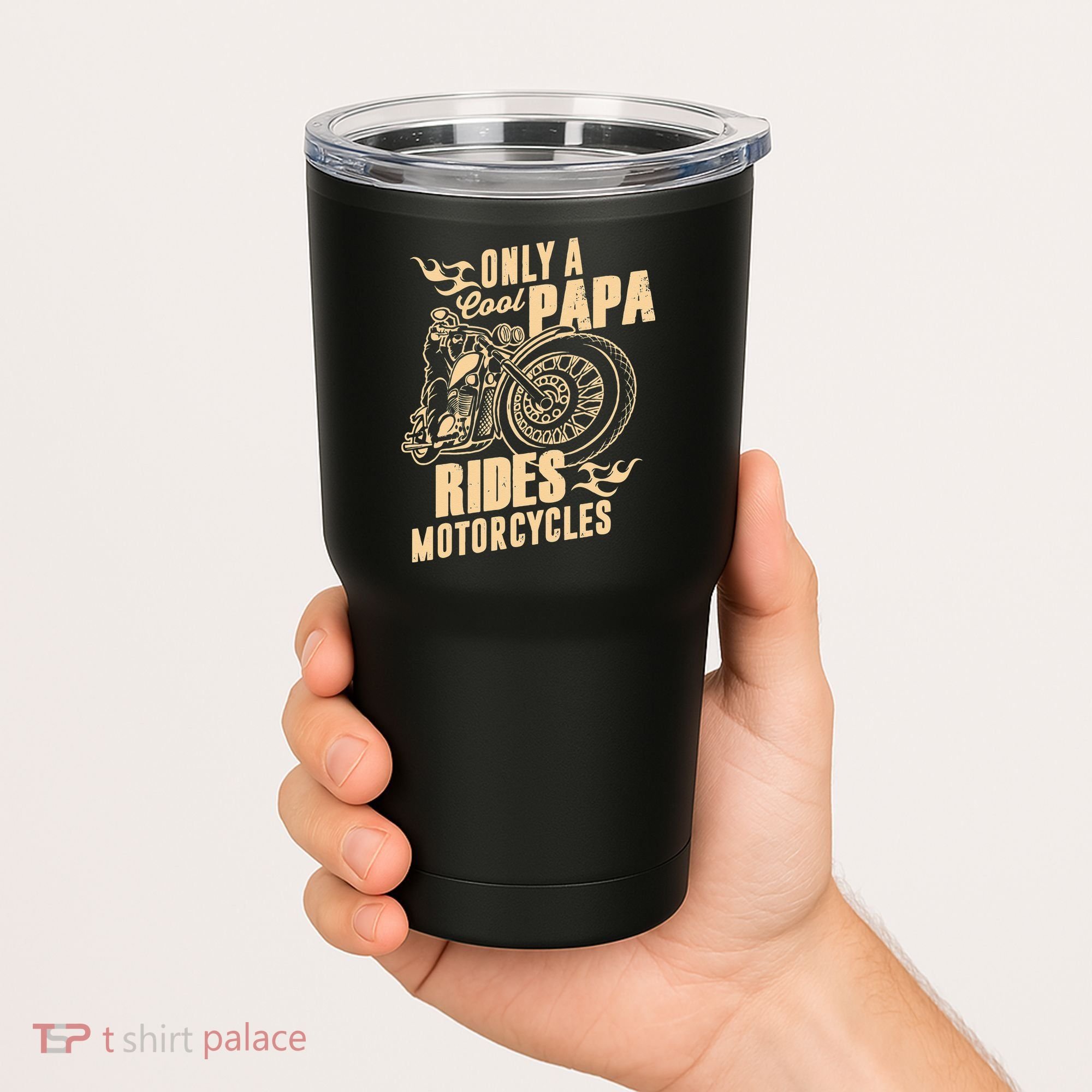 Only Cool Papa Rides Motorcycles Funny Fathers Day Tumbler