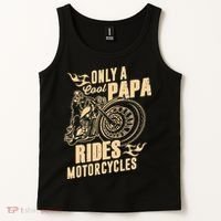 Only Cool Papa Rides Motorcycles Funny Fathers Day Tank Top thumb 2