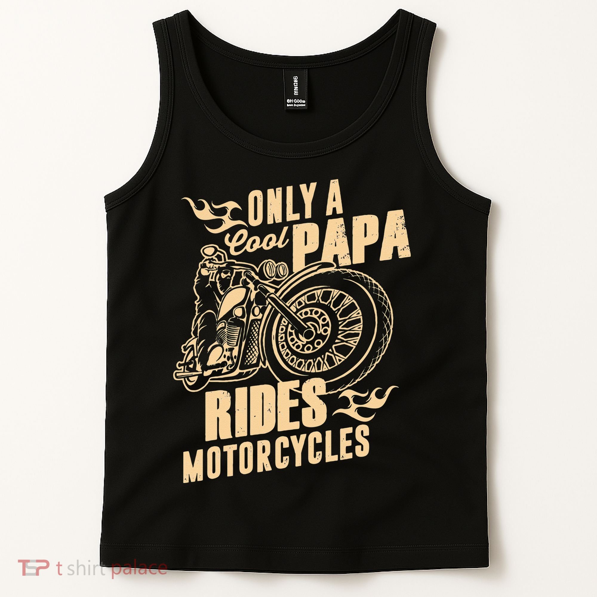 Only Cool Papa Rides Motorcycles Funny Fathers Day Tank Top