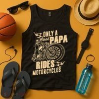 Only Cool Papa Rides Motorcycles Funny Fathers Day Tank Top thumb 4