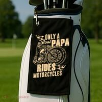 Only Cool Papa Rides Motorcycles Funny Fathers Day Golf Towel thumb 2