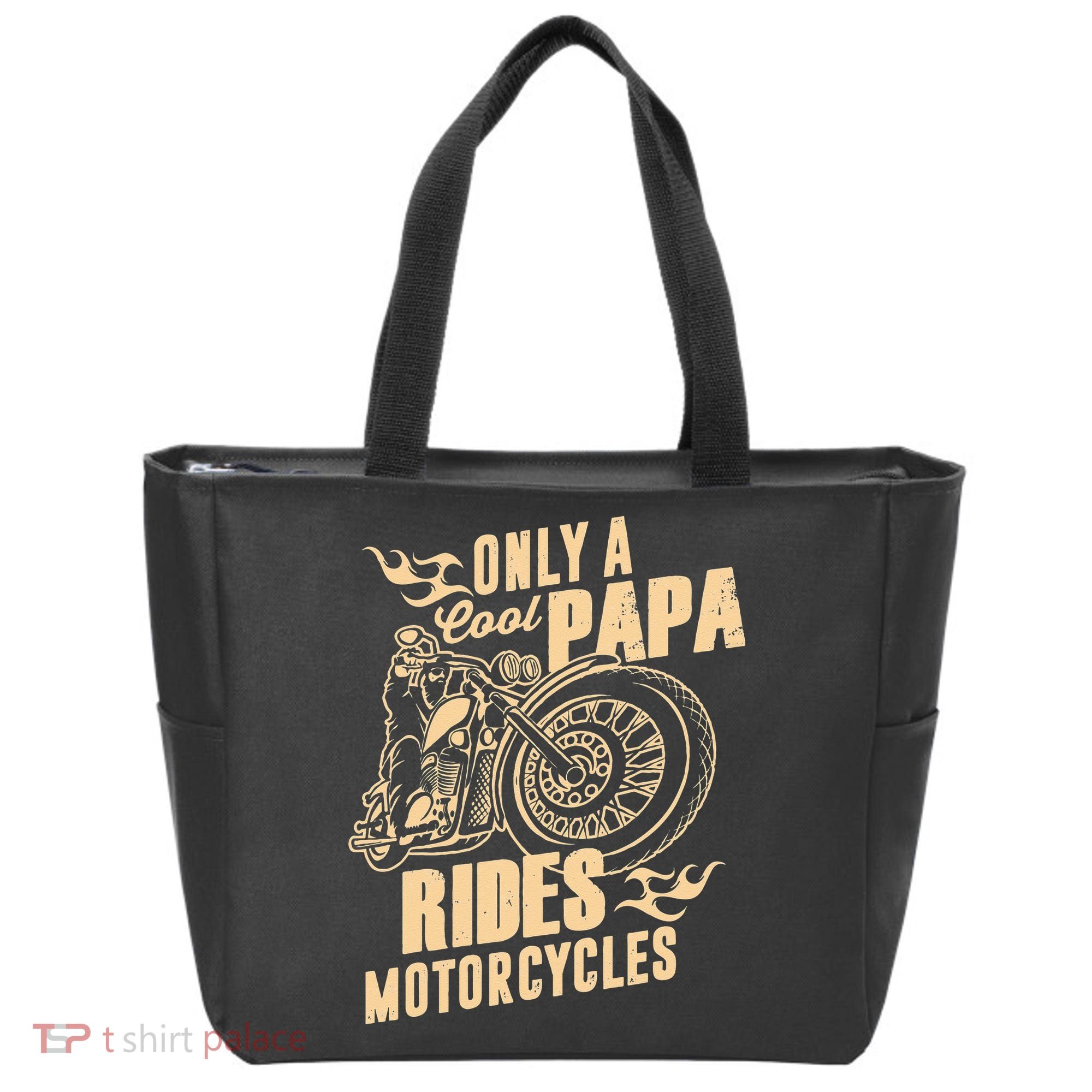Only Cool Papa Rides Motorcycles Funny Fathers Day Tote Bag
