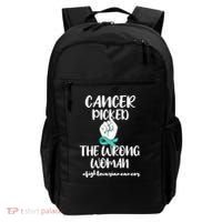 Ovarian Cancer Picked The Wrong Cancer Warrior Gift Backpack thumb 0