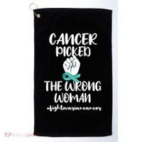 Ovarian Cancer Picked The Wrong Cancer Warrior Gift Golf Towel thumb 0