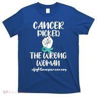 Ovarian Cancer Picked The Wrong Cancer Warrior Gift T-Shirt thumb 0