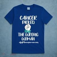 Ovarian Cancer Picked The Wrong Cancer Warrior Gift T-Shirt thumb 5