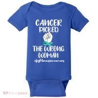 Ovarian Cancer Picked The Wrong Cancer Warrior Gift Baby Bodysuit thumb 0