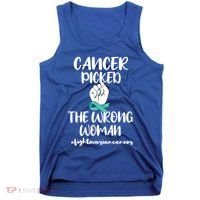 Ovarian Cancer Picked The Wrong Cancer Warrior Gift Tank Top thumb 0