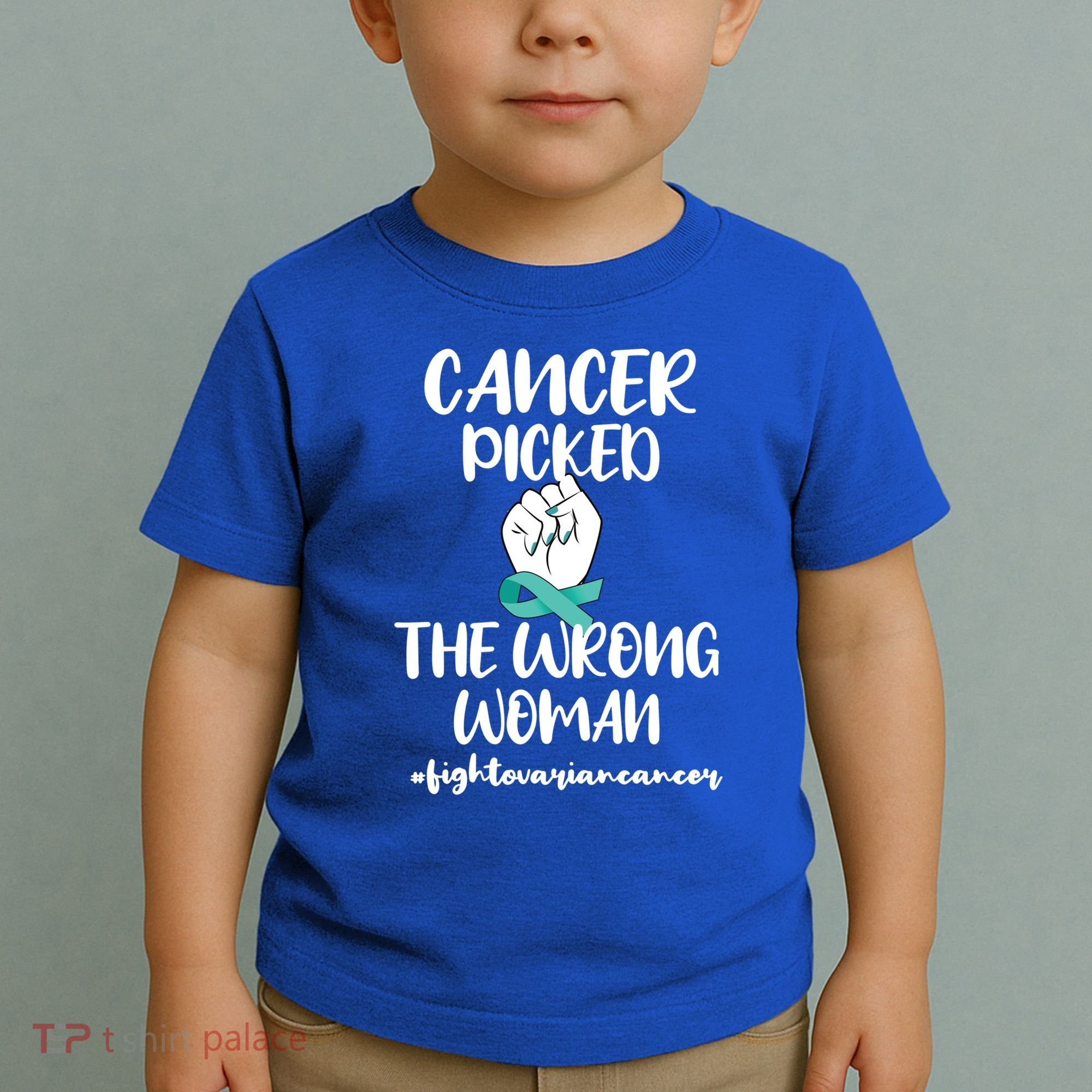 Ovarian Cancer Picked The Wrong Cancer Warrior Gift Toddler T-Shirt