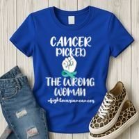 Ovarian Cancer Picked The Wrong Cancer Warrior Gift Women's T-Shirt thumb 3