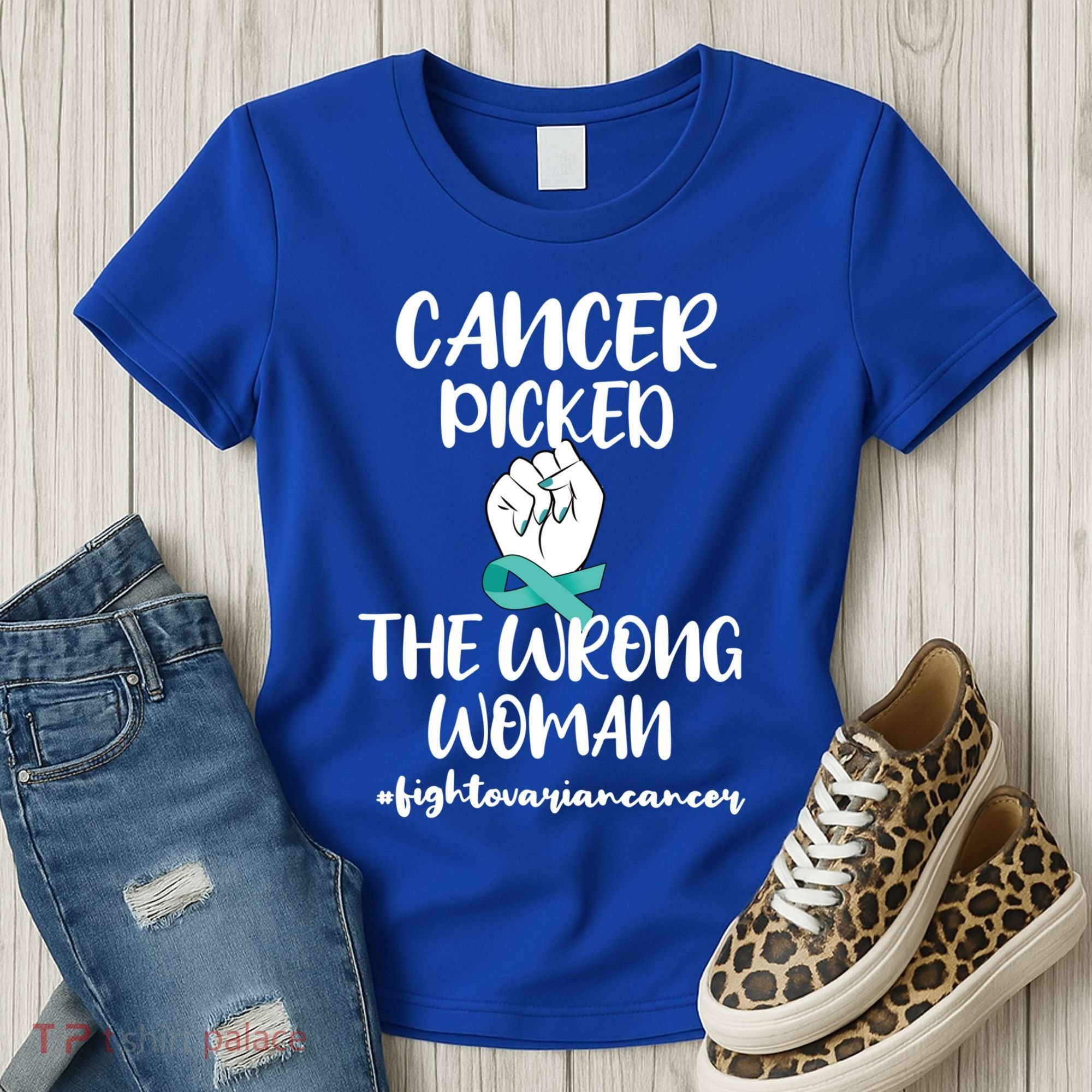 Ovarian Cancer Picked The Wrong Cancer Warrior Gift Women's T-Shirt