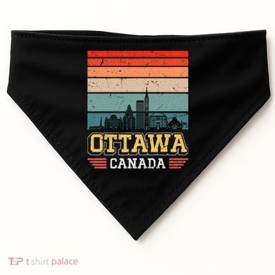 Ottawa Canada Retro Vintage Sunset Skyline Ottawa USA-Made Doggie Bandana