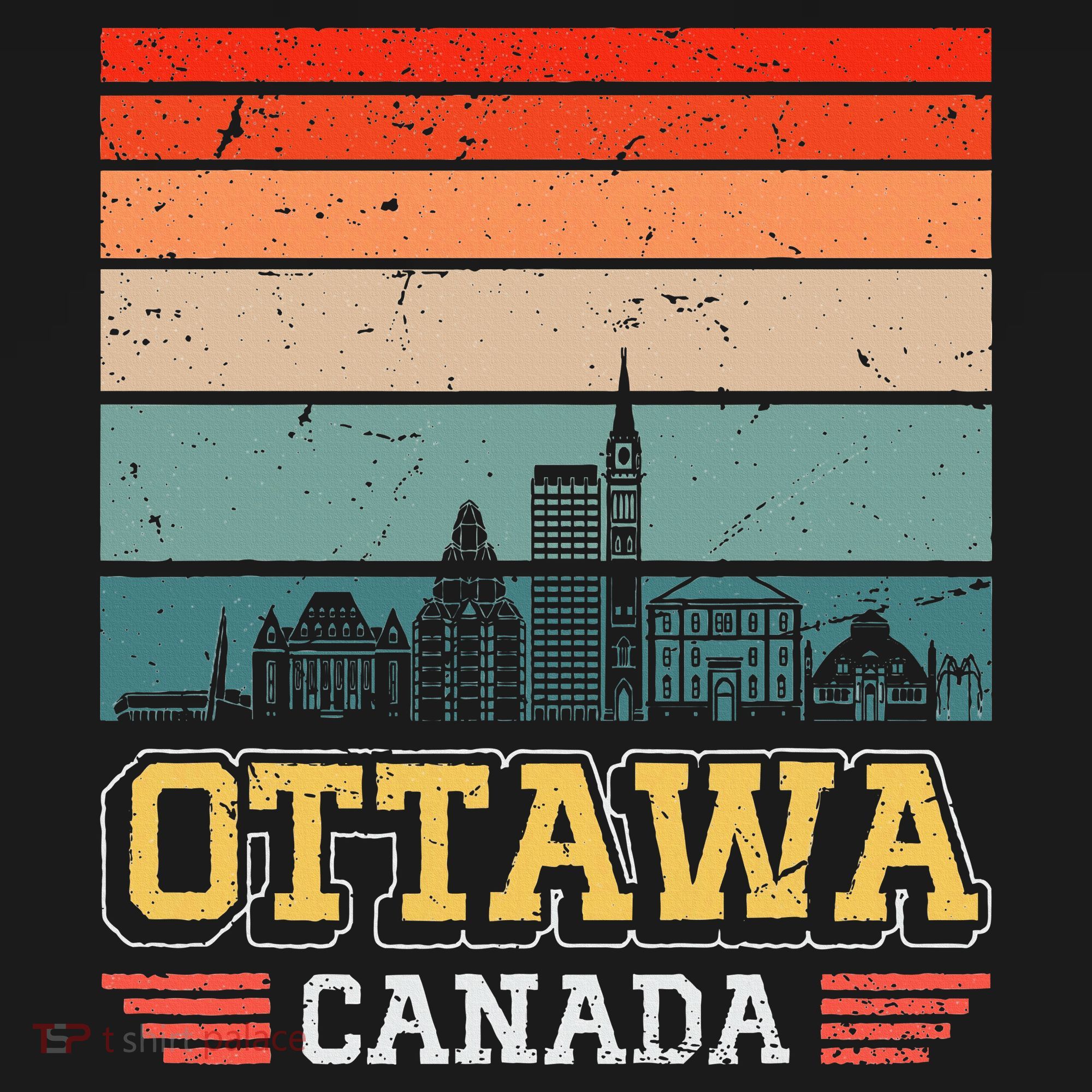 Ottawa Canada Retro Vintage Sunset Skyline Ottawa T-Shirt