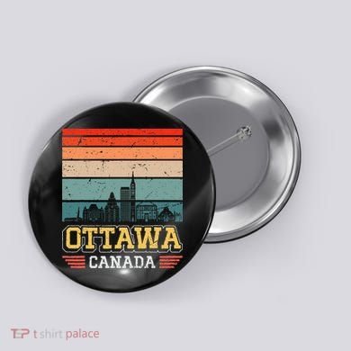 Ottawa Canada Retro Vintage Sunset Skyline Ottawa Button