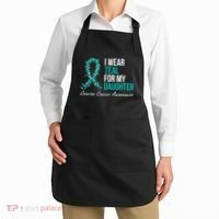 Ovarian Cancer Ribbon I Wear Teal For My Daughter Support Apron thumb 2