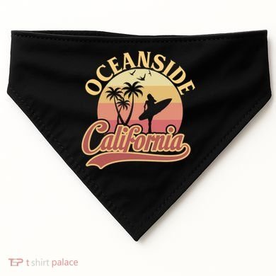 Oceanside California Retro Print USA-Made Doggie Bandana