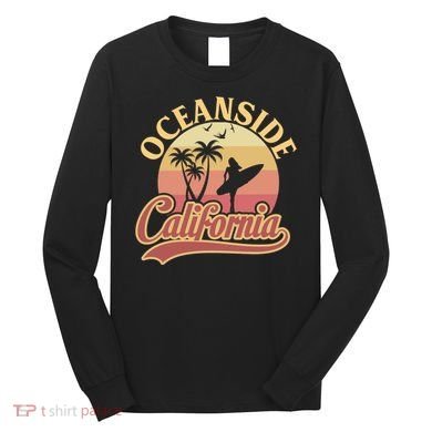 Oceanside California Retro Print Long Sleeve Shirt