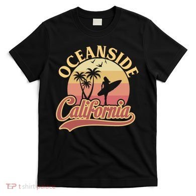 Oceanside California Retro Print T-Shirt