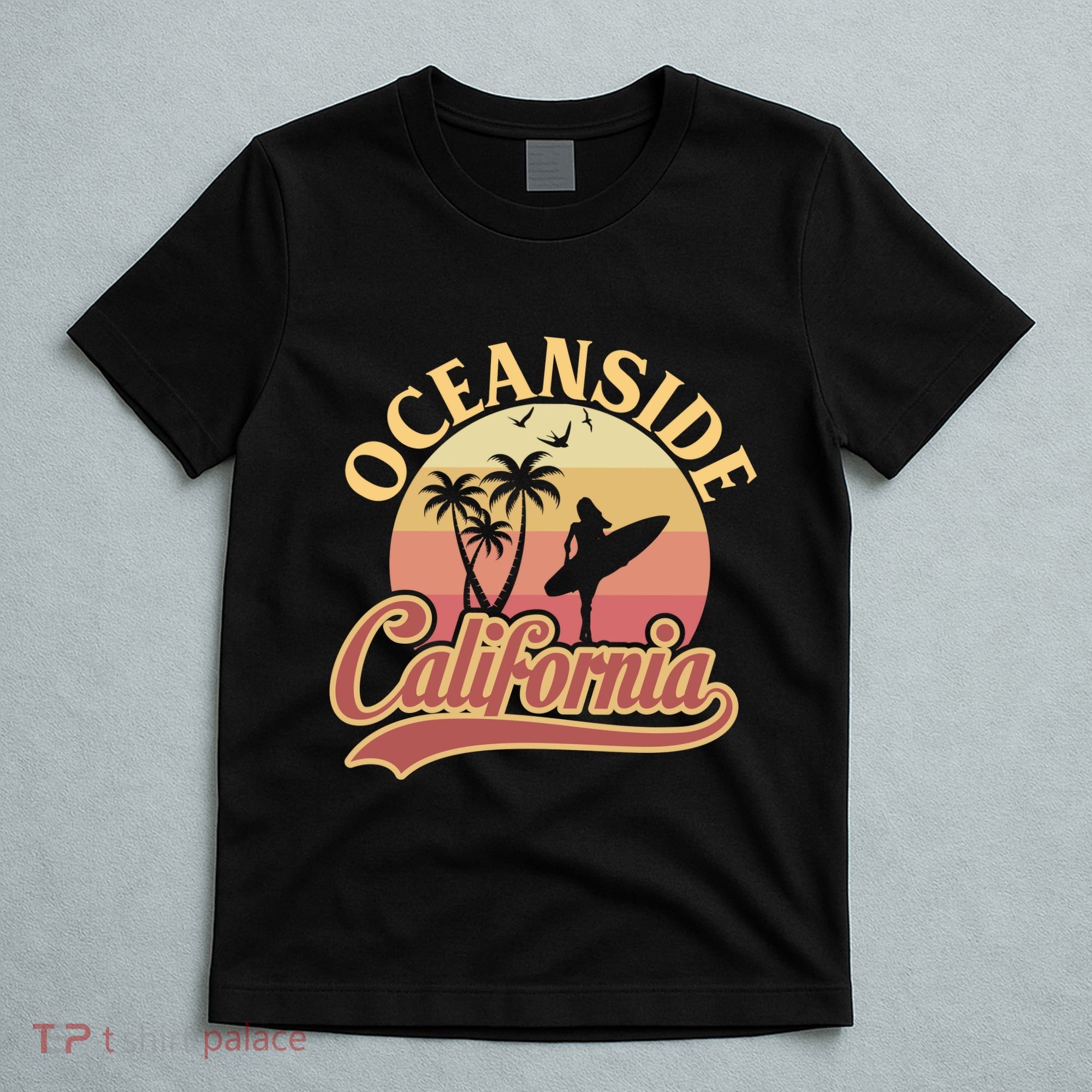 Oceanside California Retro Print T-Shirt