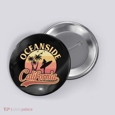 Oceanside California Retro Print Button